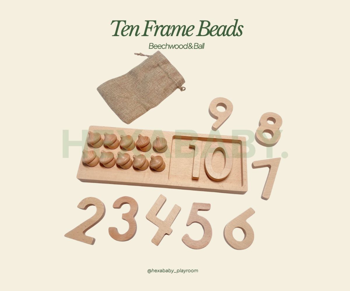 Montessori Ten Frame Beads – Beechwood & Ball